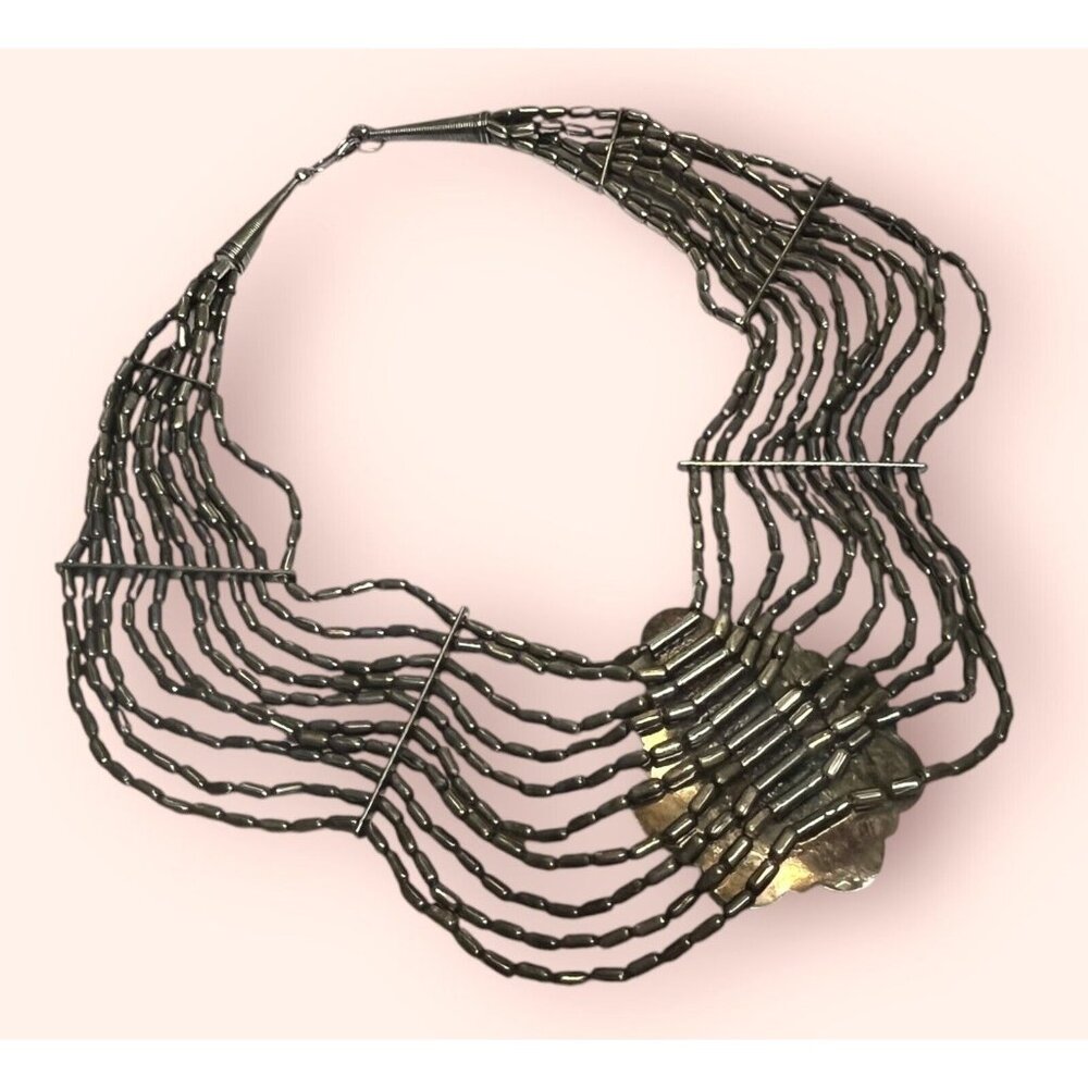 Vintage Massive Multi Stranded Silver Plated Stat… - image 7